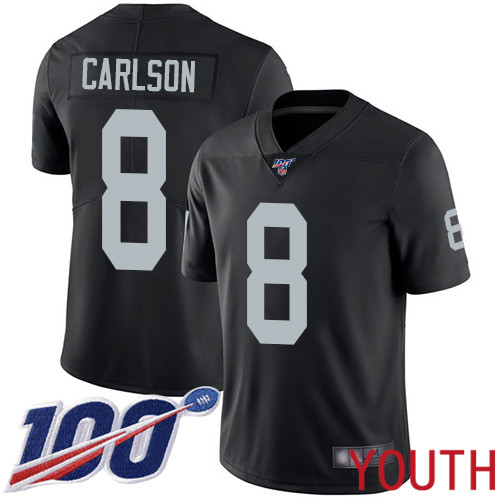 Oakland Raiders Limited Black Youth Daniel Carlson Home Jersey NFL Football #8 100th Season Vapor Jersey